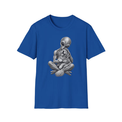 Alien Hug T-Shirt — Cute Alien Holding Dog Graphic Tee