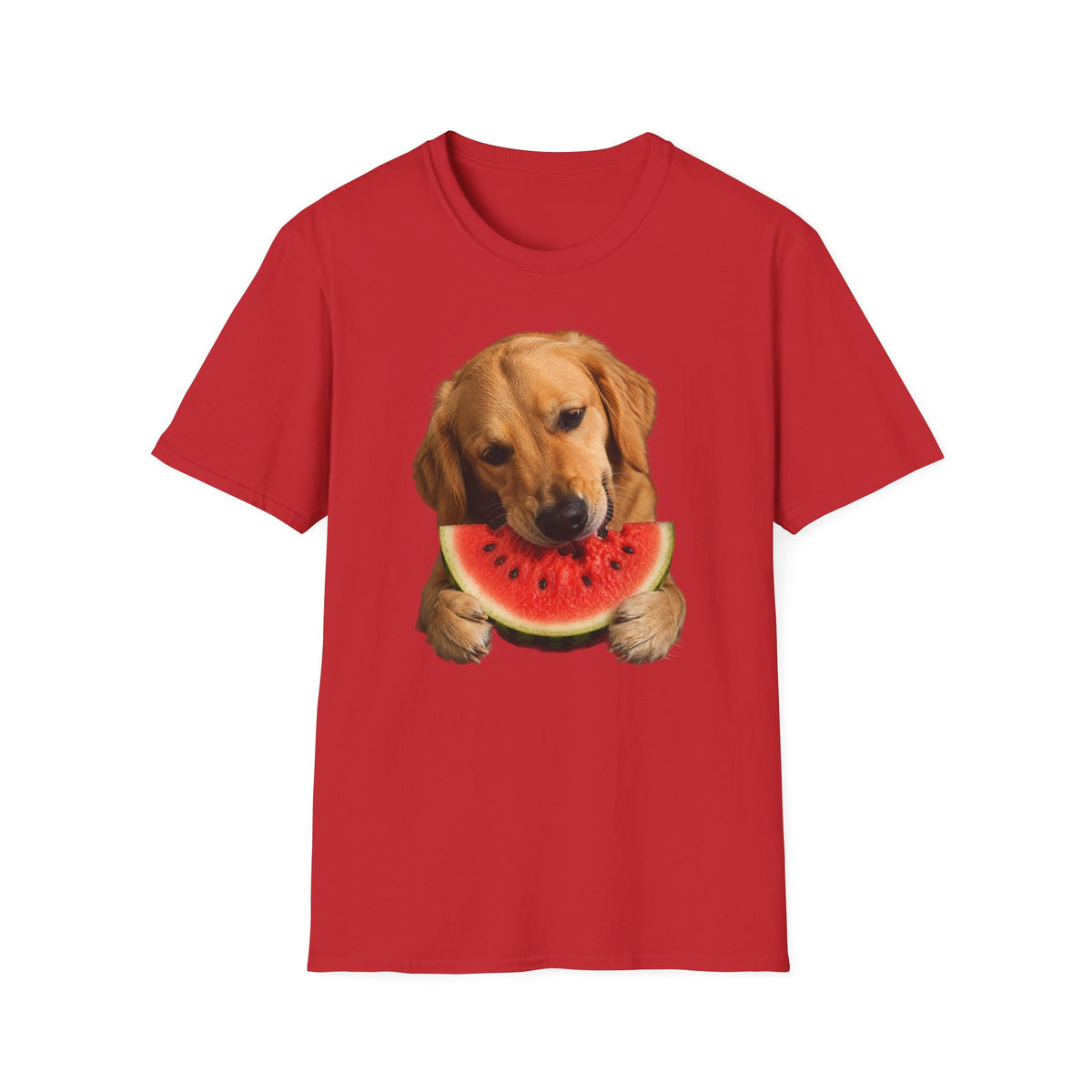 Dog Eating Watermelon T-Shirt — Cute Golden Retriever Summer Tee