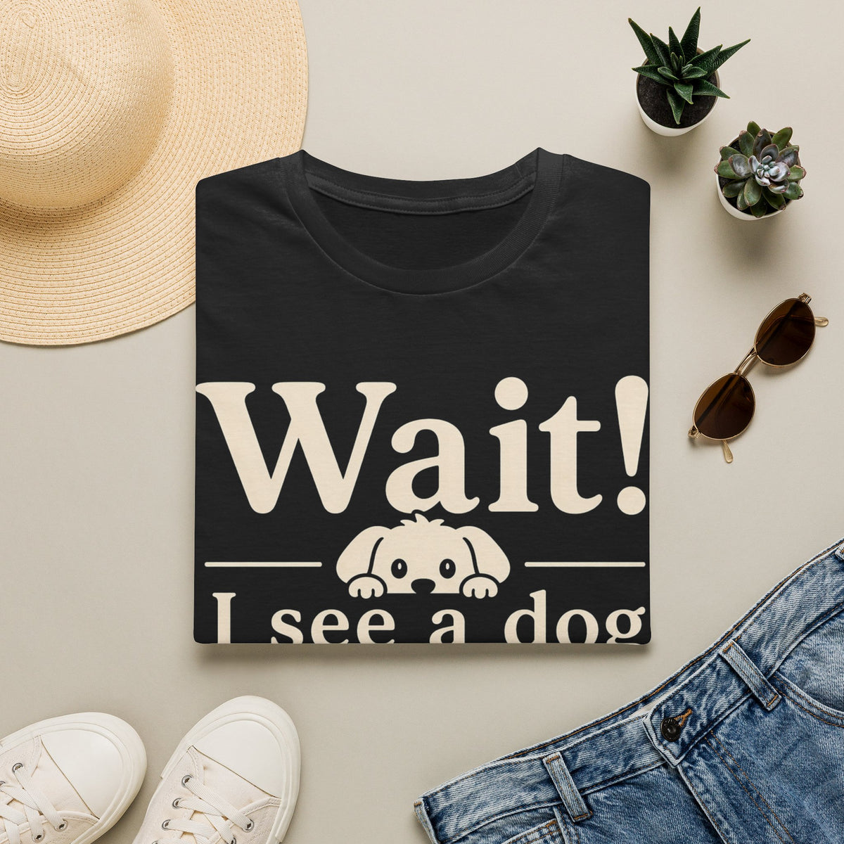 T-Shirt — "Wait! I See a Dog" Cute Dog Lover Tee