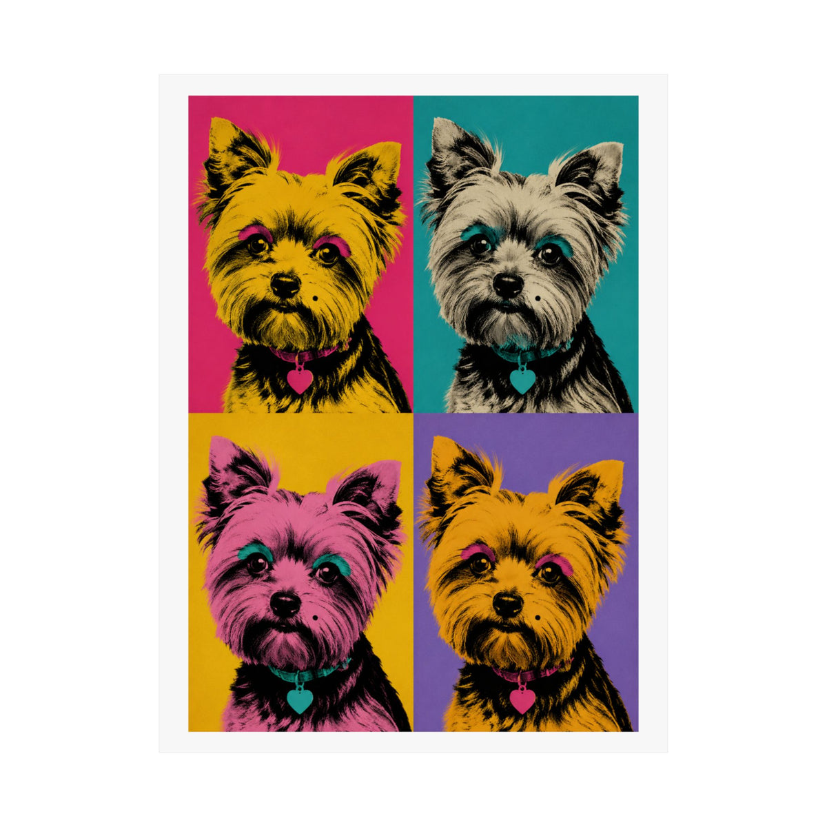 Pop Art Yorkie Poster – Colorful Matte Vertical Dog Art Print