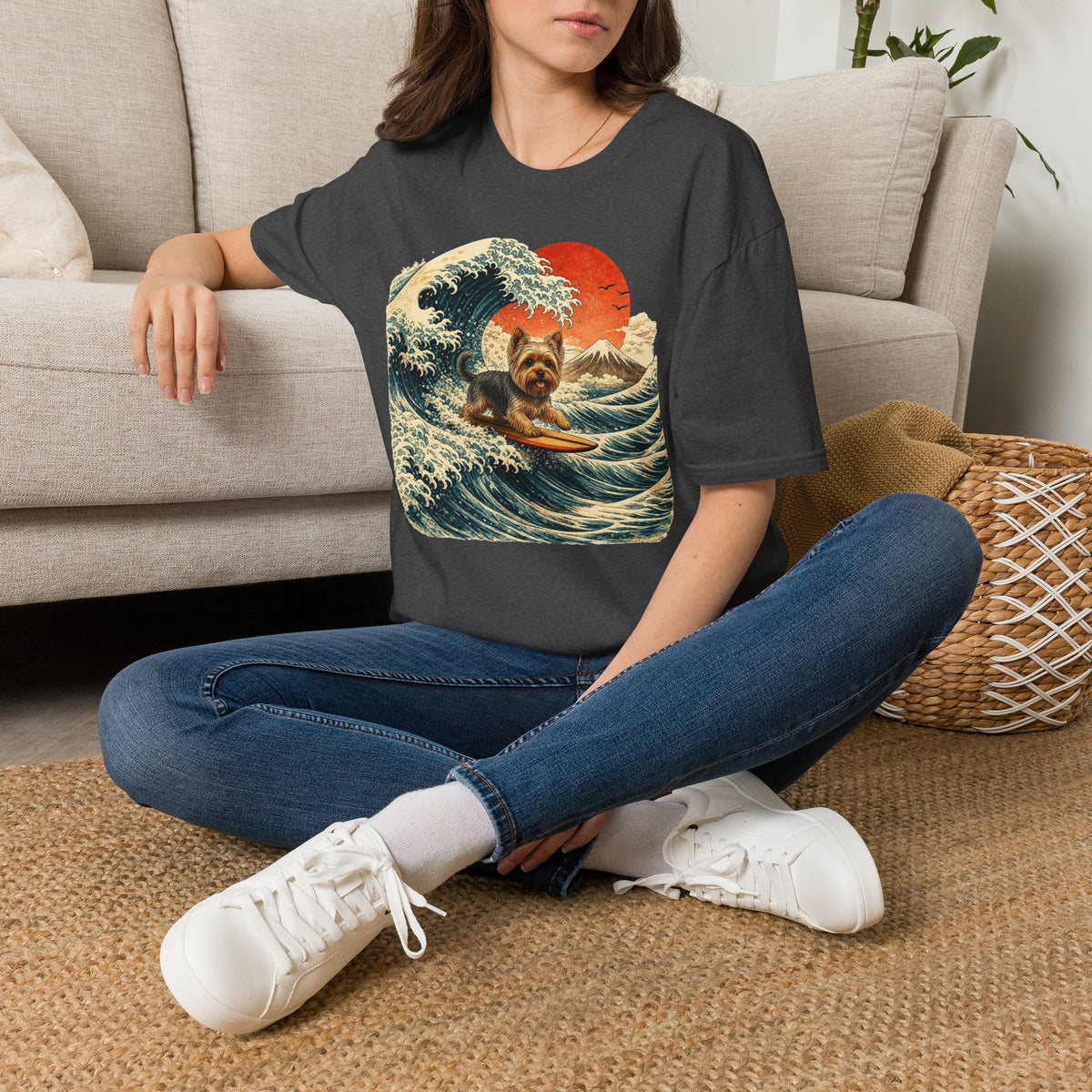 Yorkshire Terrier Wave T-Shirt — Japanese Wave Surf Dog Graphic Tee