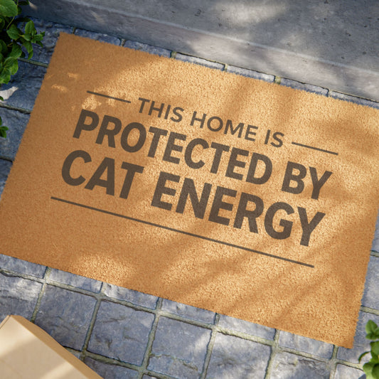 Protected by Cat Energy Doormat – Funny Cat Lover Welcome Mat