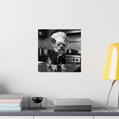 Digital download Chef Dog Poster — Matte Vertical Kitchen Wall Art (Yorkshire Terrier in Chef Hat)
