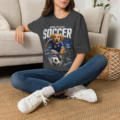 Born to Play Soccer T-Shirt — Golden Retriever Soccer Dog Design