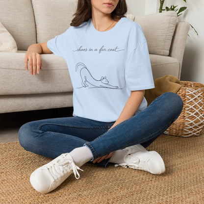 Cat Line Art T-Shirt — "chaos in a fur coat" Minimalist Cat Shirt