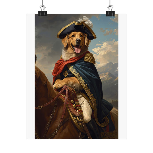 Golden Retriever Napoléon Portrait Matte Poster — Regal Pet Wall Art