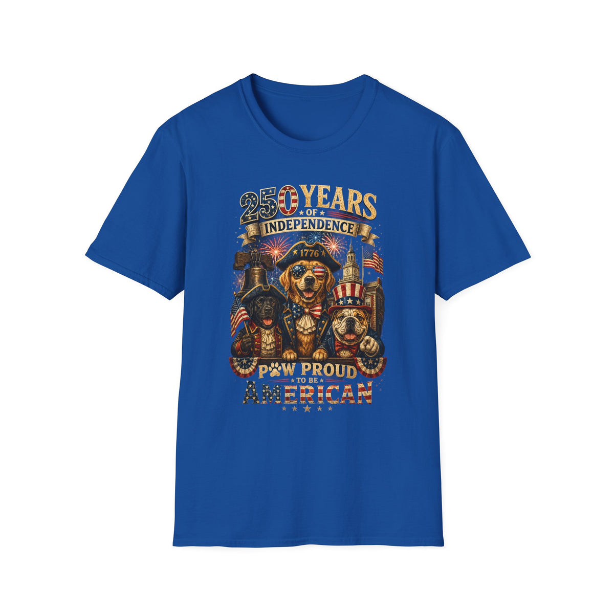 250 Years of Independence Dog T-Shirt — Paw Proud American 1776 Patriotic Tee
