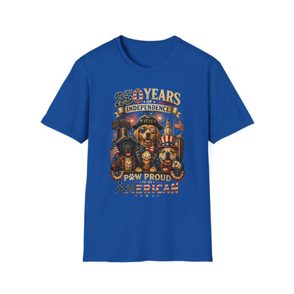 250 Years of Independence Dog T-Shirt — Paw Proud American 1776 Patriotic Tee