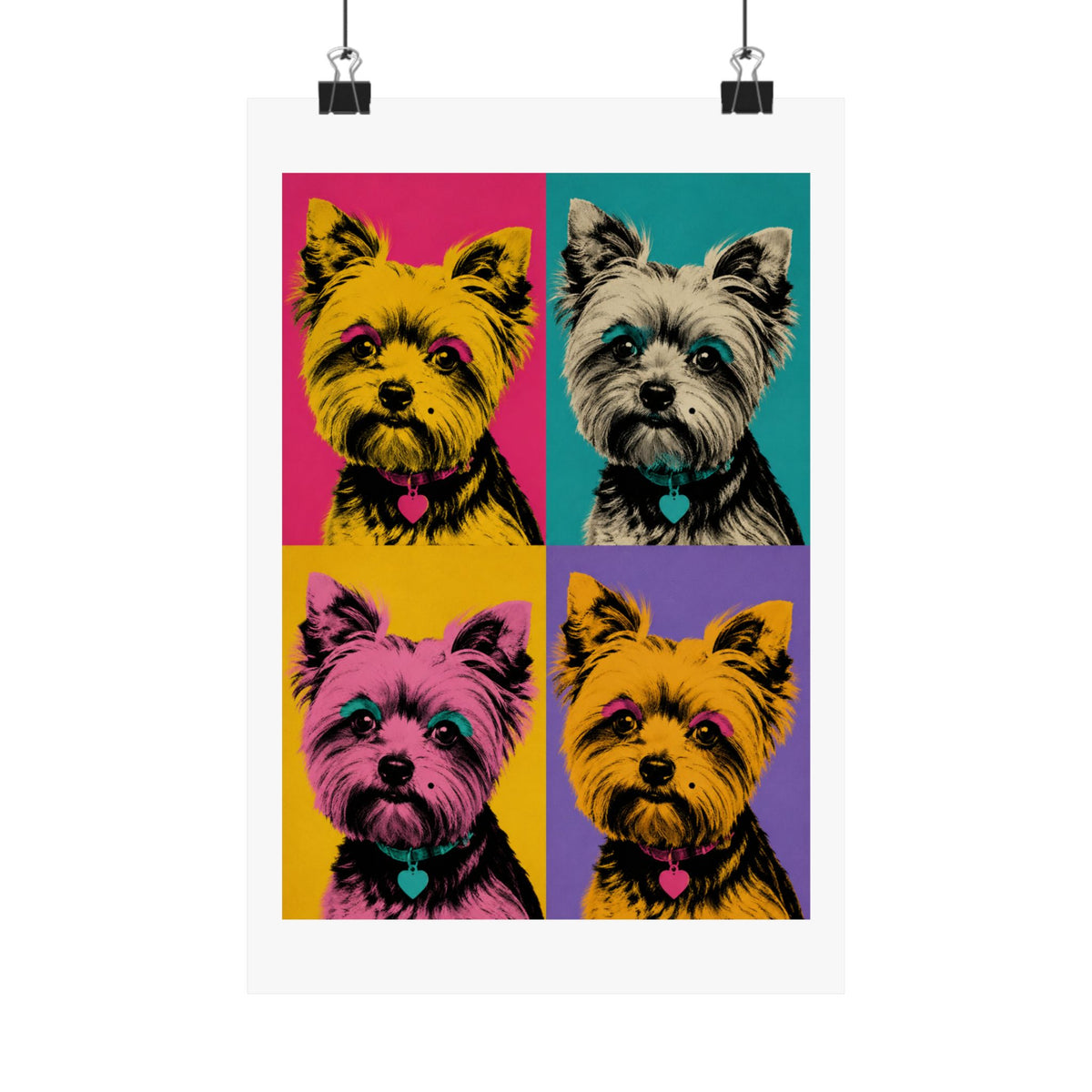 Pop Art Yorkie Poster – Colorful Matte Vertical Dog Art Print
