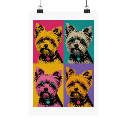 Pop Art Yorkie Poster – Colorful Matte Vertical Dog Art Print