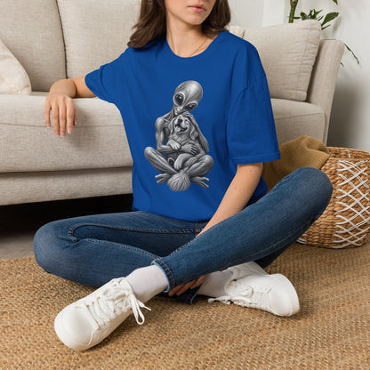 Alien Hug T-Shirt — Cute Alien Holding Dog Graphic Tee