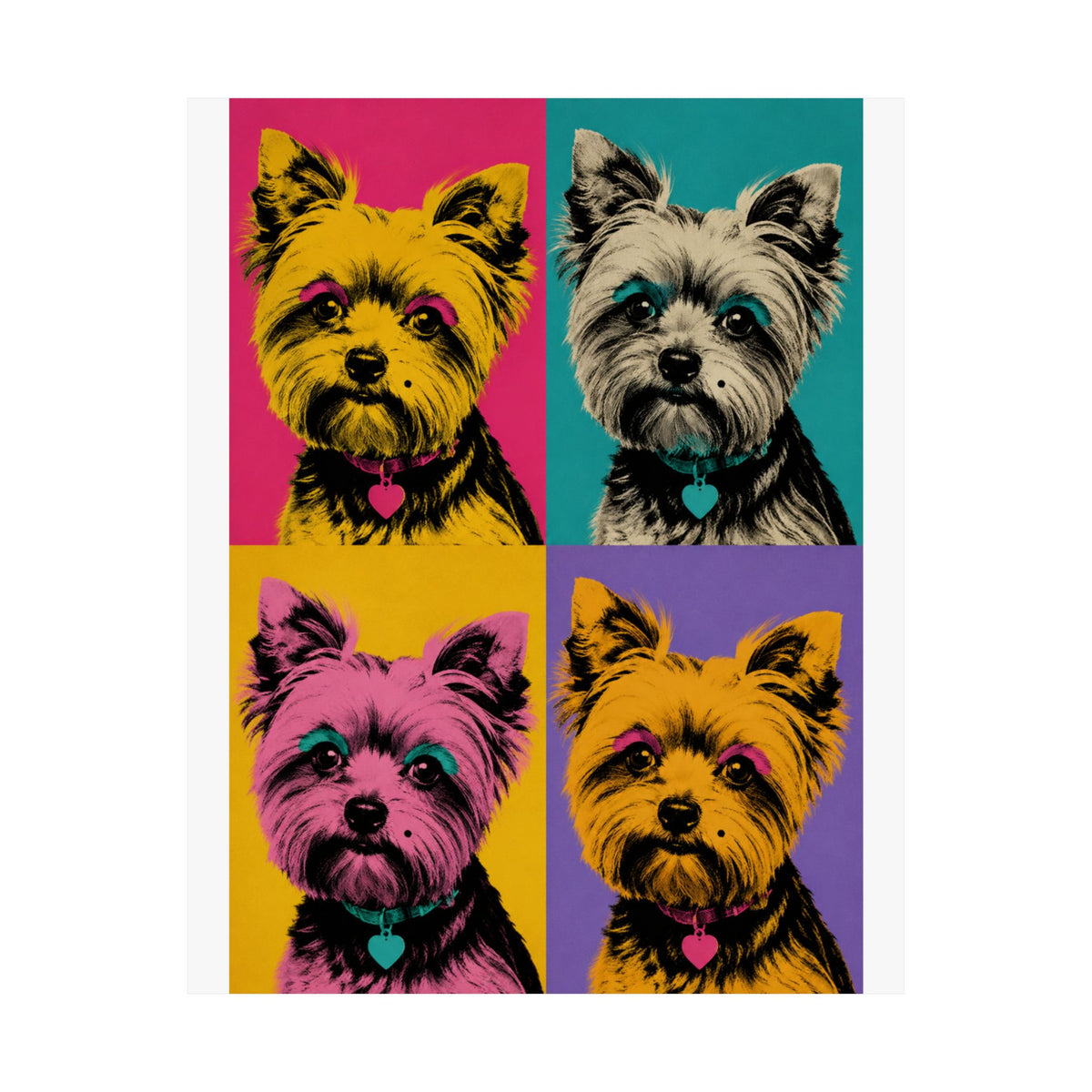 Pop Art Yorkie Poster – Colorful Matte Vertical Dog Art Print