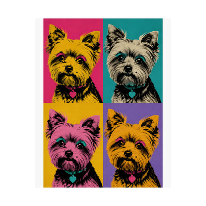 Pop Art Yorkie Poster – Colorful Matte Vertical Dog Art Print