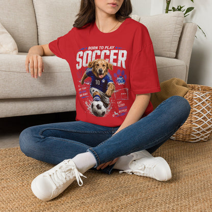 Born to Play Soccer T-Shirt — Golden Retriever Soccer Dog Design