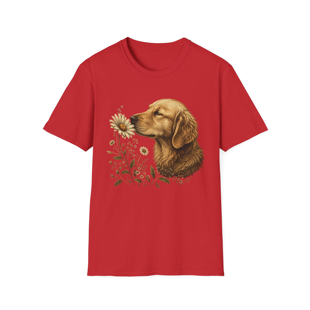 Golden Retriever & Daisies T-Shirt — Floral Dog Lover Tee