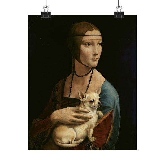 Matte Vertical Poster — Renaissance Lady with Chihuahua Art Print