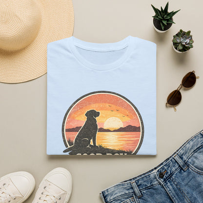 Dog Sunset T-Shirt — "Good Boy" Retro Beach Graphic Tee