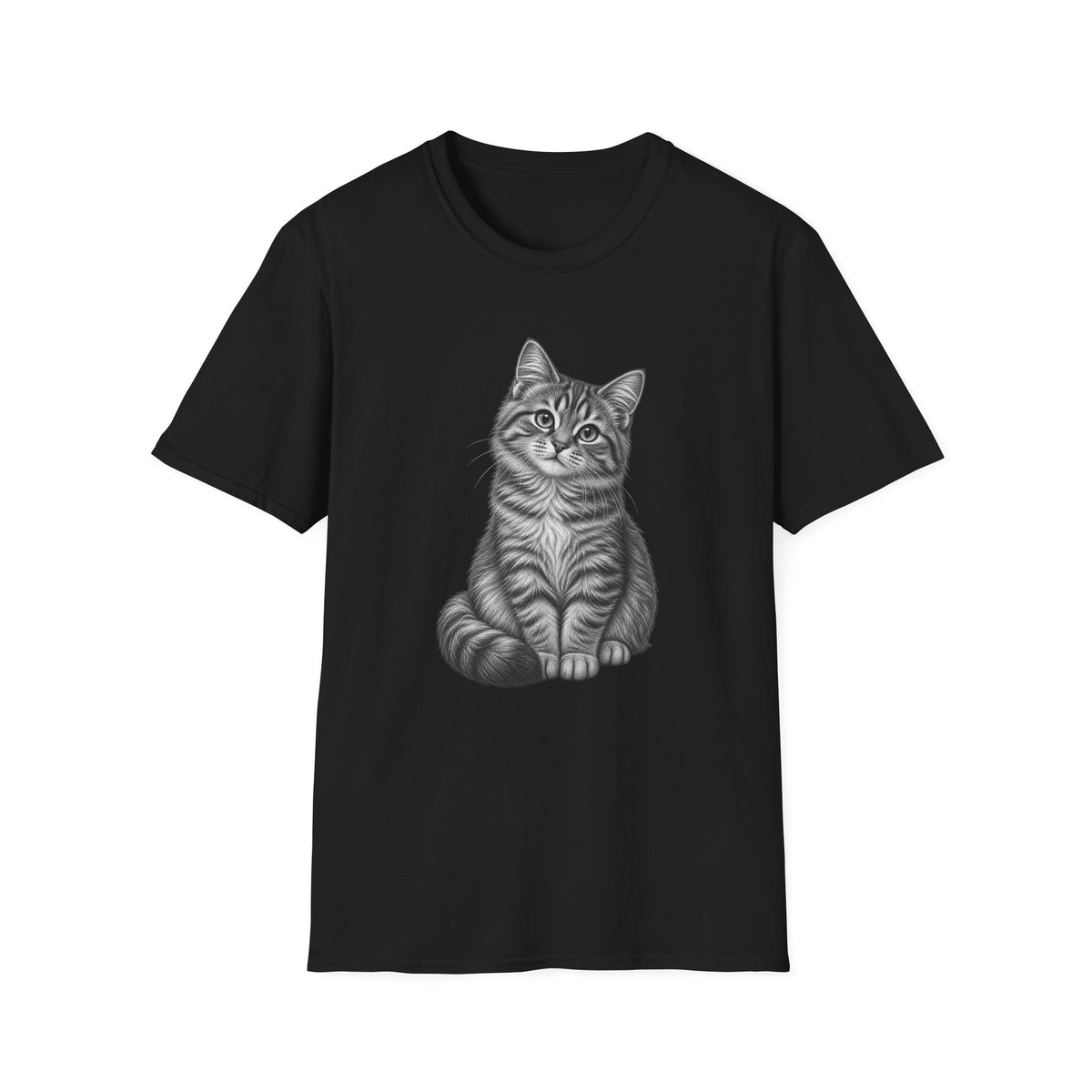 Cat Portrait T-Shirt — Realistic Gray Tabby Kitten Tee