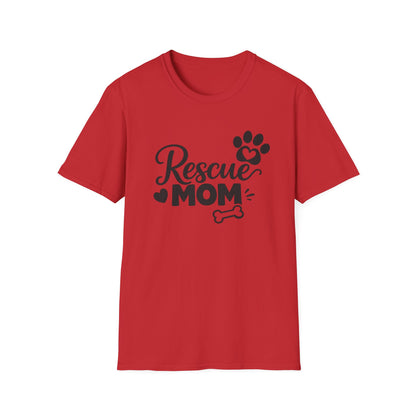 Rescue Mom T-Shirt — Cute Paw Print Dog Rescue Tee for Pet Moms