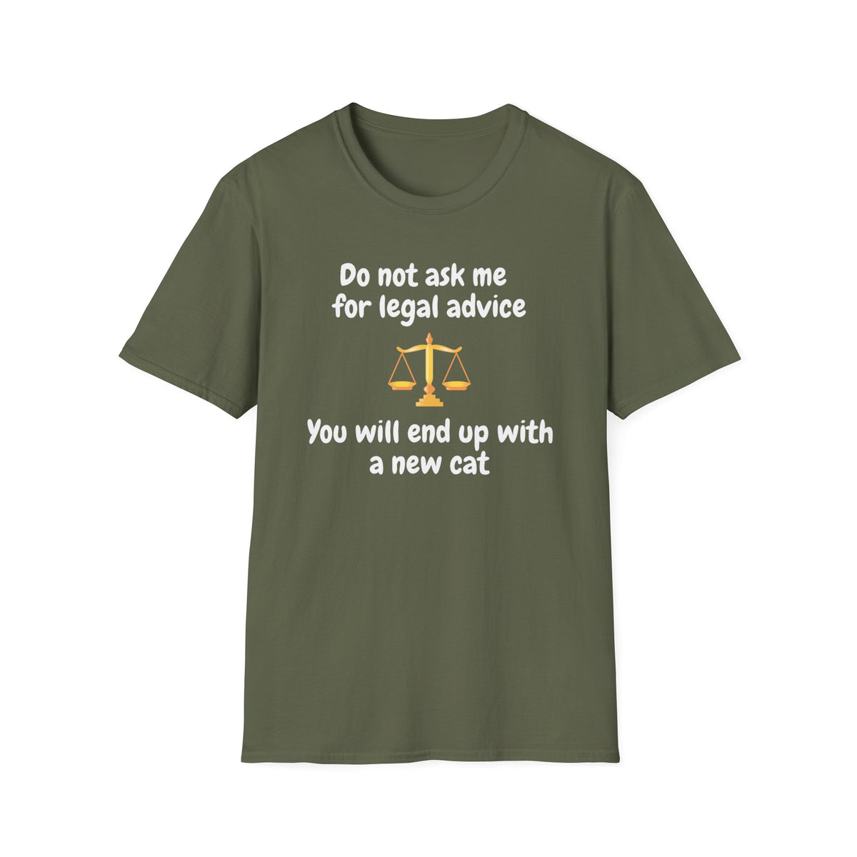 Do Not Ask Me For Legal Advice T‑Shirt — Funny Lawyer Cat Scales Tee