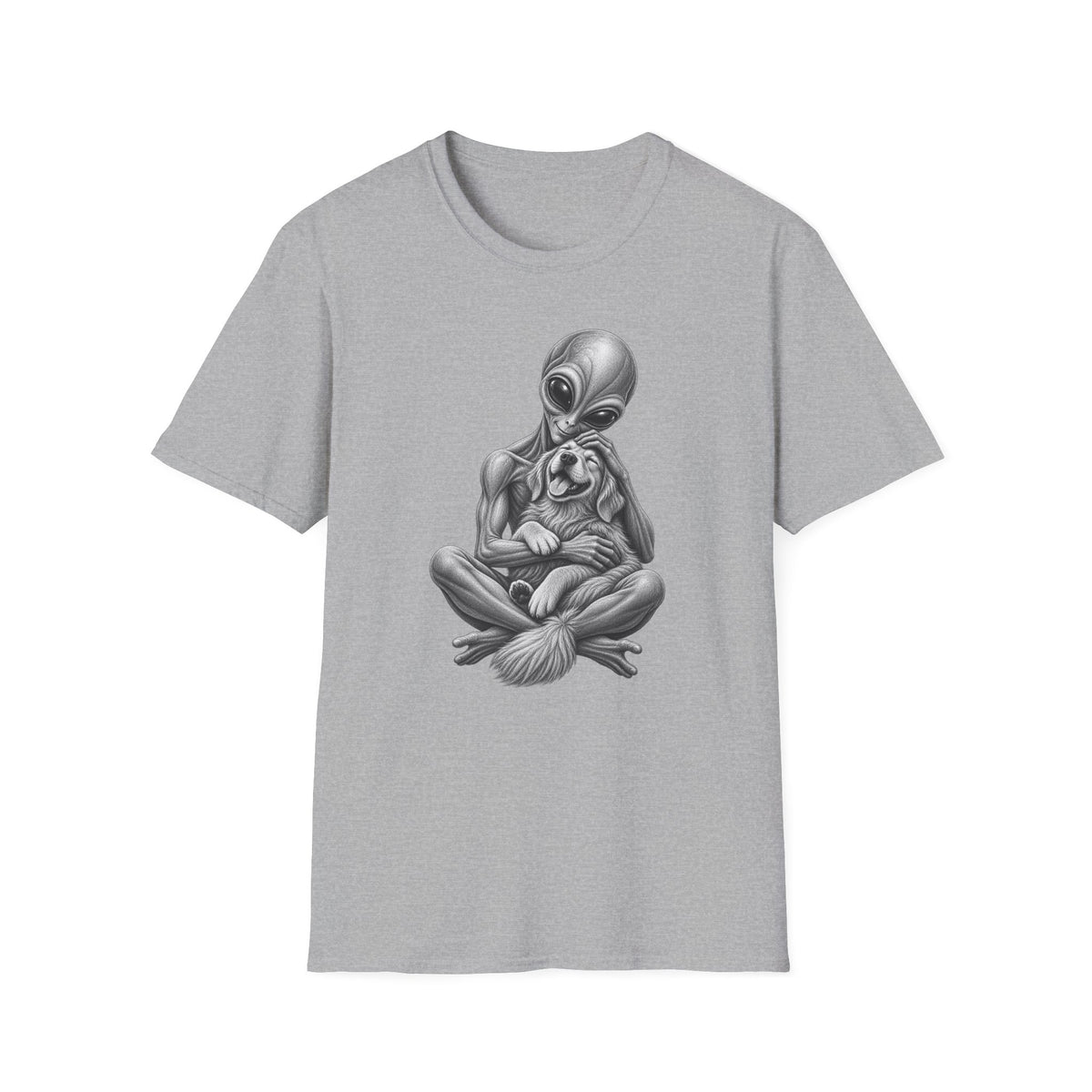 Alien Hug T-Shirt — Cute Alien Holding Dog Graphic Tee