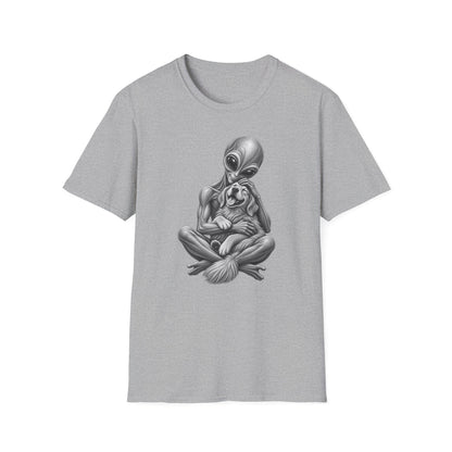 Alien Hug T-Shirt — Cute Alien Holding Dog Graphic Tee