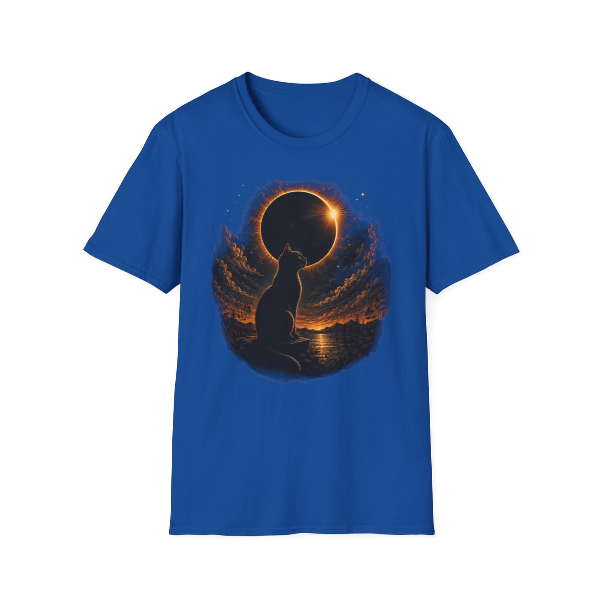 Eclipse Cat T-Shirt — Cosmic Solar Eclipse Cat Silhouette Tee