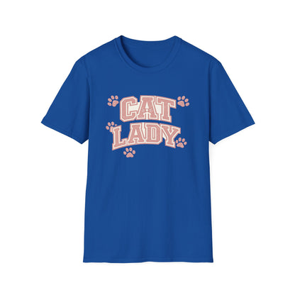Cat Lady T-Shirt — Cute Pink Paw Print Graphic Tee for Cat Lovers