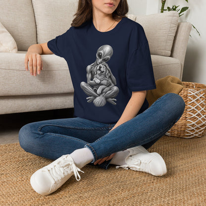Alien Hug T-Shirt — Cute Alien Holding Dog Graphic Tee