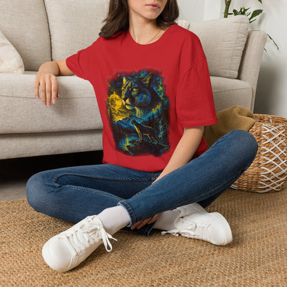 Moon T-Shirt — Neon Cosmic Big Cat Graphic Tee