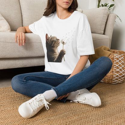 Cat Dandelion T-Shirt — Cute Kitten Blowing Dandelion Graphic Tee