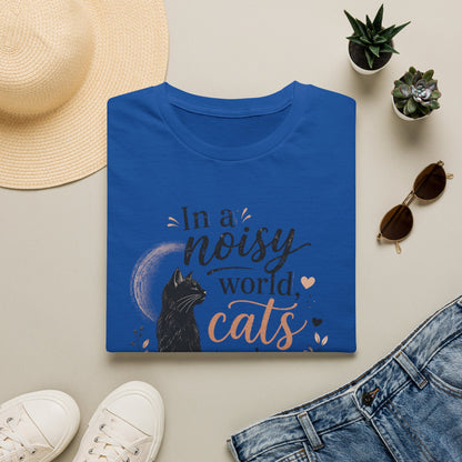 Cat Lover T‑Shirt — "In a Noisy World, Cats Teach Us Quiet Love"