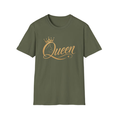 Queen cat lover T‑Shirt — Gold Crown Feminine Graphic Tee