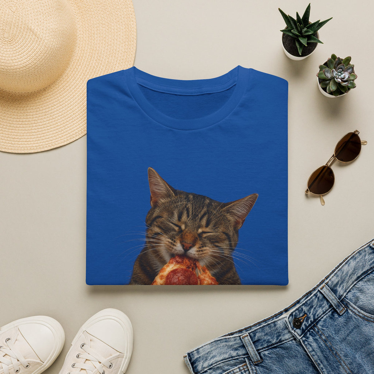 Cat Eating Pizza T-Shirt — Cute Pizza-Loving Cat Graphic Tee