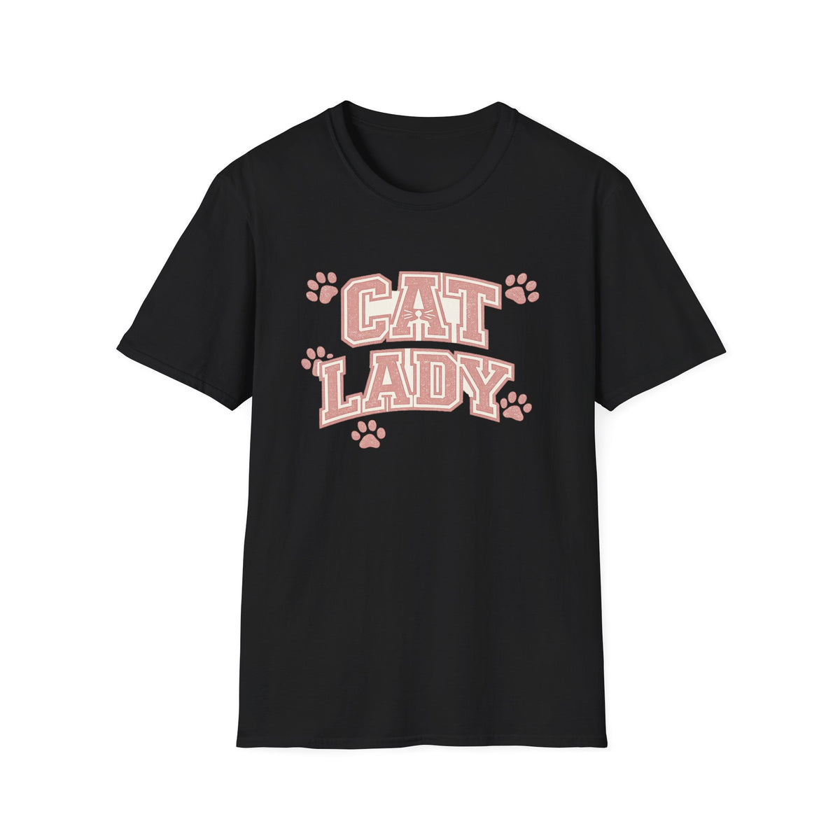 Cat Lady T-Shirt — Cute Pink Paw Print Graphic Tee for Cat Lovers