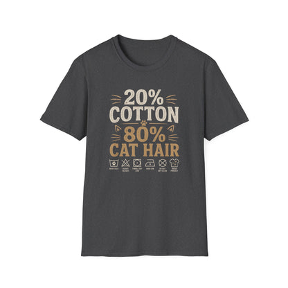 20% Cotton 80% Cat Hair T-Shirt — Funny Cat Lover Tee