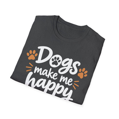 Dogs Make Me Happy T-Shirt — Cute Paw Print Dog Lover Tee
