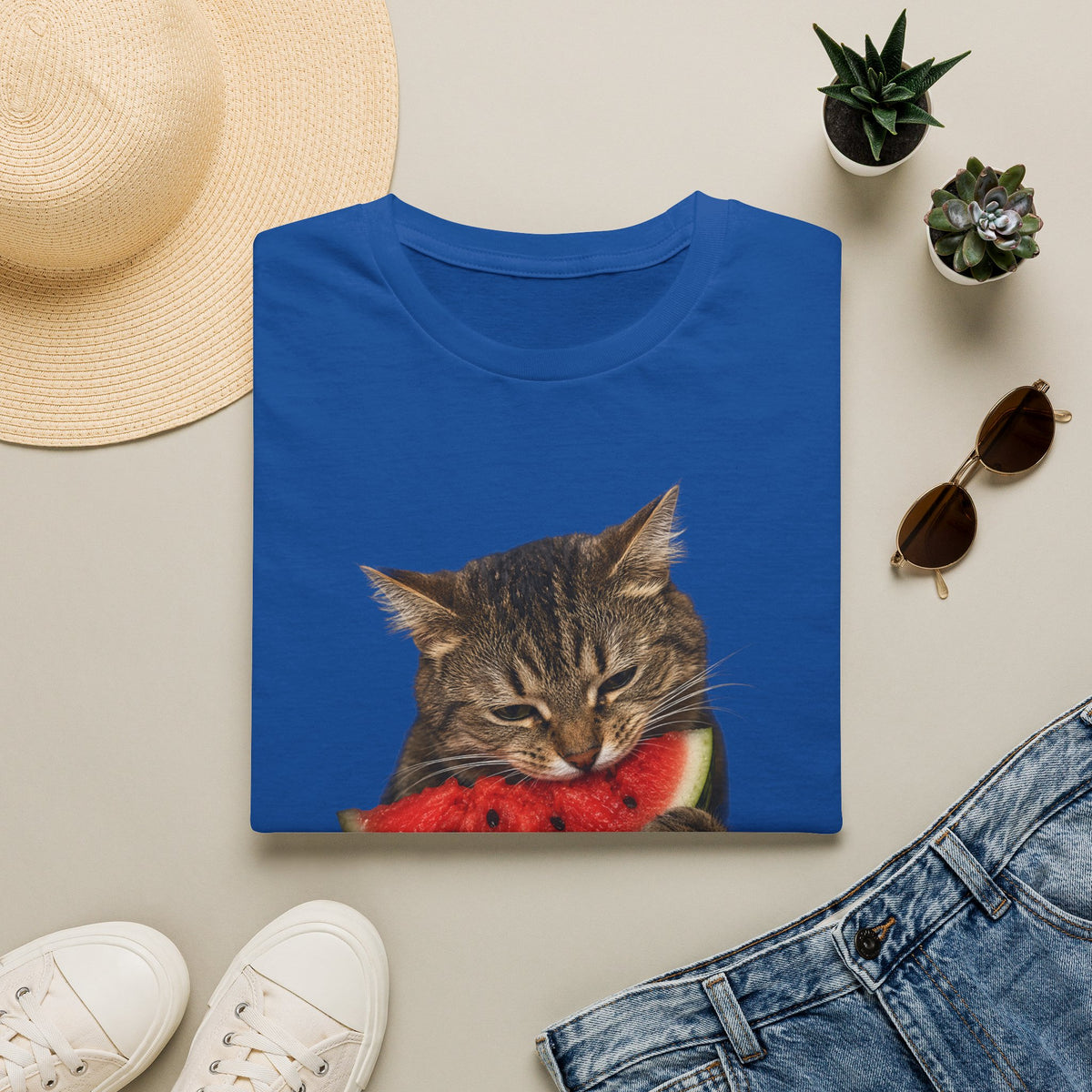 Cat Eating Watermelon T‑Shirt — Cute Summer Cat Graphic Tee