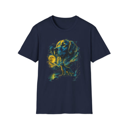Golden Retriever Moon Graphic T‑Shirt — Vintage Dog Portrait Tee