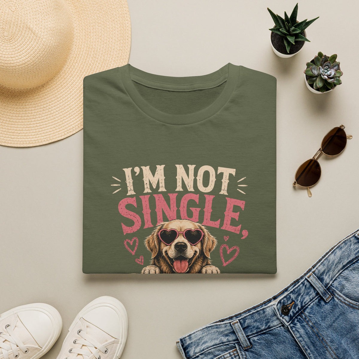 Dog Lover T-Shirt — "I'm Not Single, I Have a Dog" Cute Puppy Valentine Tee