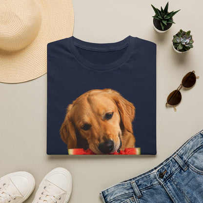 Dog Eating Watermelon T-Shirt — Cute Golden Retriever Summer Tee