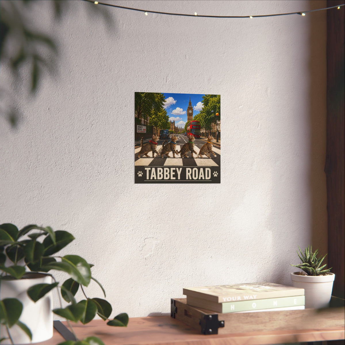 Tabbey Road Matte Poster — Funny Cats Crossing Abbey Road Wall Art