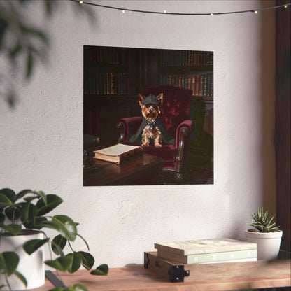 Digital download Yorkshire Terrier Detective Vintage Library Poster