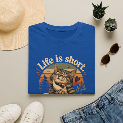 T-Shirt — "Life Is Short, Pet More Cats" Vintage Cat Tee