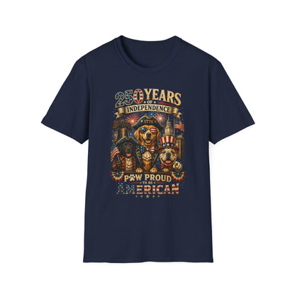 250 Years of Independence Dog T-Shirt — Paw Proud American 1776 Patriotic Tee