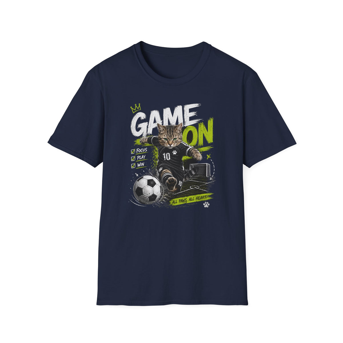 Game On Soccer T‑Shirt — Cat Player Design (Focus • Play • Win)