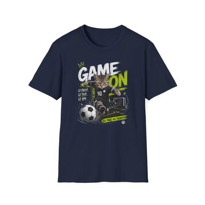 Game On Soccer T‑Shirt — Cat Player Design (Focus • Play • Win)