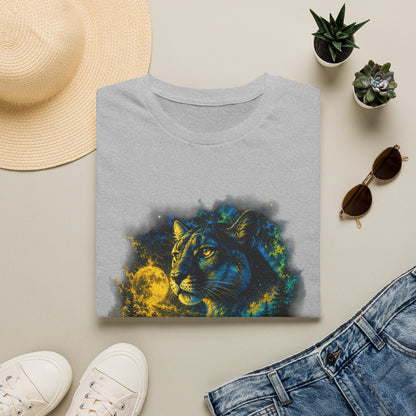 Moon T-Shirt — Neon Cosmic Big Cat Graphic Tee