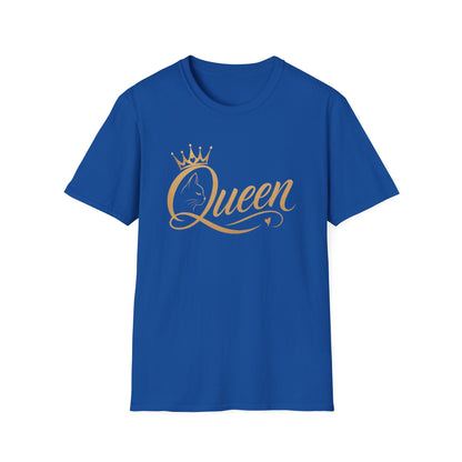 Queen cat lover T‑Shirt — Gold Crown Feminine Graphic Tee