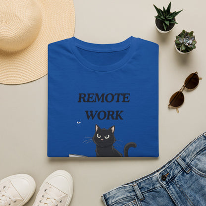 Remote Work Assistant T-Shirt — Cute Black Cat Laptop Tee for WFH